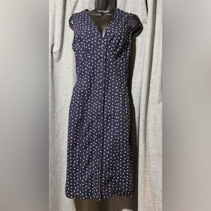 Elegant Navy Polka Dot Midi Dress